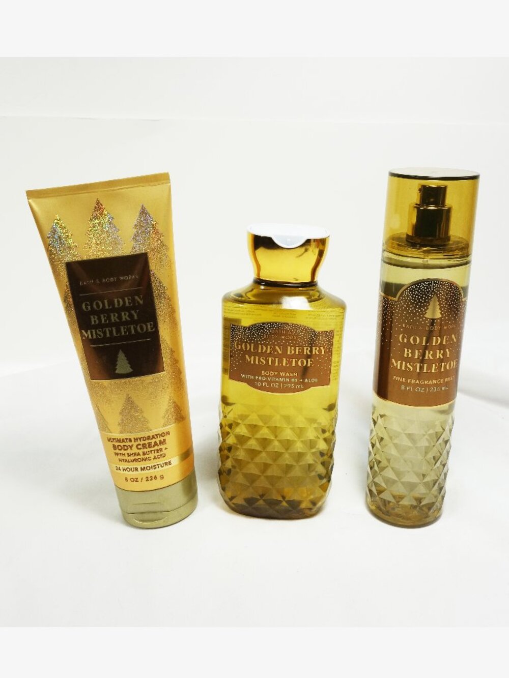 Bath & Body Works Golden Berry Mistletoe Body Wash & Body Cream Set